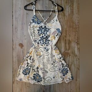 Chic Patterned Cross-Back Mini Dress